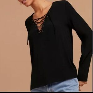 Aritzia Wilfred Free Black Lace Up Top Size S